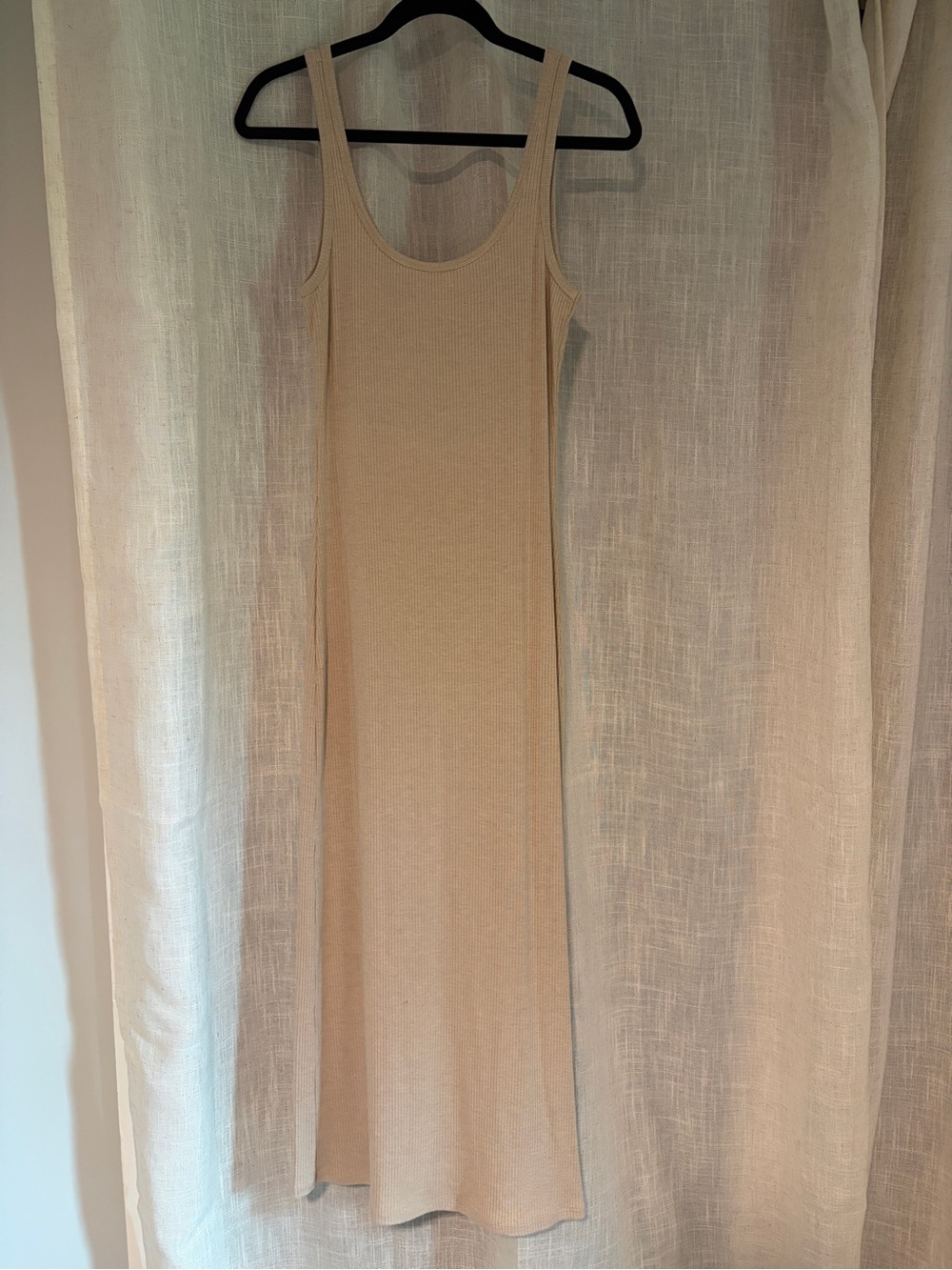 Ribbed Maxi Dress in Beige - Picture 2 of 3